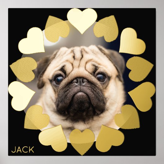 Elegant Minimal Heart Photo Voeg naam toe Folie Afdrukken (Voorkant)