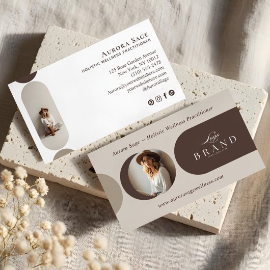 Elegant Minimal Holistic Celestial Moon Photo Luxe Visitekaartje