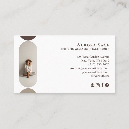 Elegant Minimal Holistic Celestial Moon Photo Luxe Visitekaartje (Achterkant)