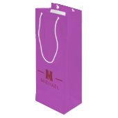 Elegant Minimal Hot Pink and Red Monogram Design  Wijn Cadeautas (Achterkant Gekanteld)