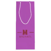 Elegant Minimal Hot Pink and Red Monogram Design  Wijn Cadeautas (Achterkant)