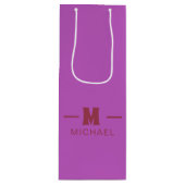 Elegant Minimal Hot Pink and Red Monogram Design  Wijn Cadeautas (Voorkant)