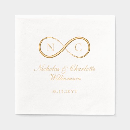 Elegant Minimal Infinity Love Monogram Wedding Folie Servetten (Voorkant)