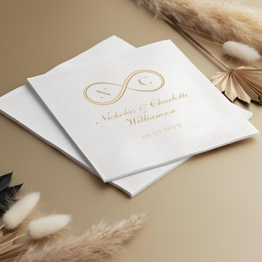 Elegant Minimal Infinity Love Monogram Wedding Folie Servetten