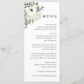 Elegant Minimal Ivory Floral Dusty Blue Wedding  Menu (Voorkant)