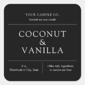 Elegant minimal kaarsetiket vierkante sticker (Voorkant)