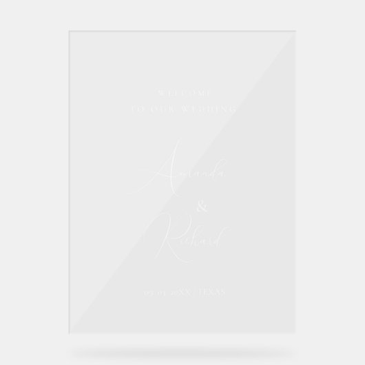 Elegant Minimal kalligrafie Trouw Welkom Bord  (Voorkant)