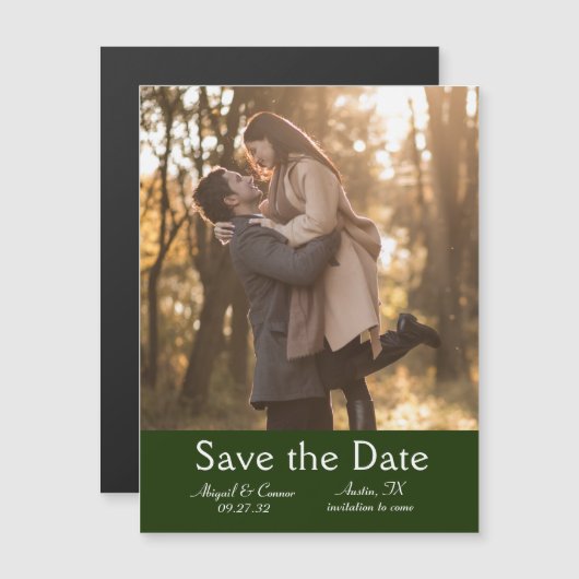 Elegant Minimal laat Lijst Groen sparen de Datum (Voorkant / Achterkant)