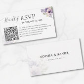 Elegant Minimal Lavender Floral QR Code Wedding Informatiekaartje