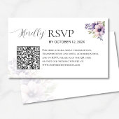 Elegant Minimal Lavender Floral QR Code Wedding Informatiekaartje
