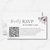 Elegant Minimal Lavender Floral QR Code Wedding Informatiekaartje
