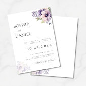 Elegant Minimal Lavender Floral Wedding Invitation Kaart