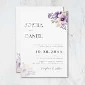 Elegant Minimal Lavender Floral Wedding Invitation Kaart