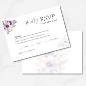 Elegant Minimal Lavender Floral Wedding RSVP  Kaartje