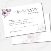 Elegant Minimal Lavender Floral Wedding RSVP  Kaartje