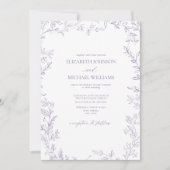 Elegant Minimal Leaf Lavender Photo Wedding Kaart (Voorkant)