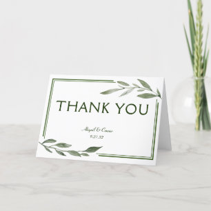 Elegant Minimal Leaves Lijst Green Olive Hunter Bedankkaart