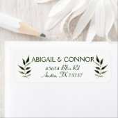 Elegant Minimal Leaves Lijst Green Olive Hunter Etiket (Insitu)