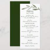 Elegant Minimal Leaves Lijst Green Olive Hunter Menu (Voorkant / Achterkant)