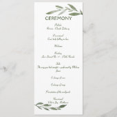 Elegant Minimal Leaves Lijst Green Olive Hunter Programmakaart (Voorkant)