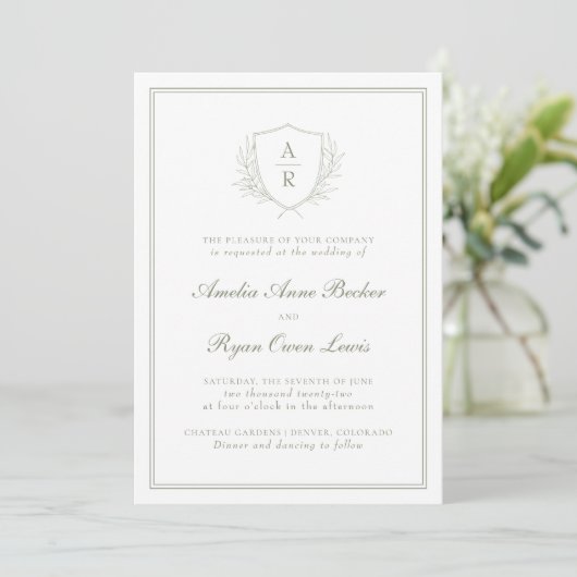 Elegant Minimal Leaves Wedding Kaart (Staand voorkant)