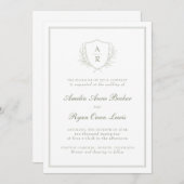 Elegant Minimal Leaves Wedding Kaart (Voorkant / Achterkant)