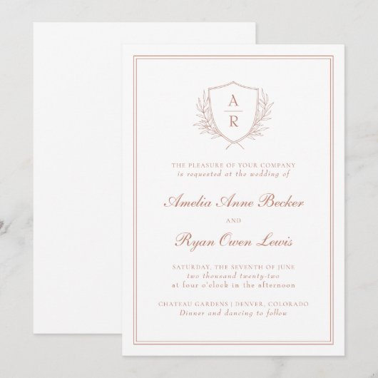 Elegant Minimal Leaves Wedding Uitnodiging (Voorkant / Achterkant)