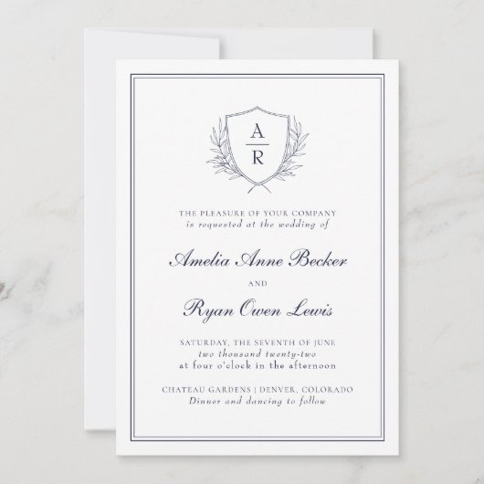 Elegant Minimal Leaves Wedding Uitnodiging (Voorkant)