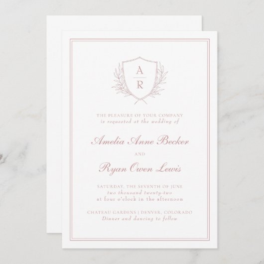 Elegant Minimal Leaves Wedding Uitnodiging (Voorkant / Achterkant)