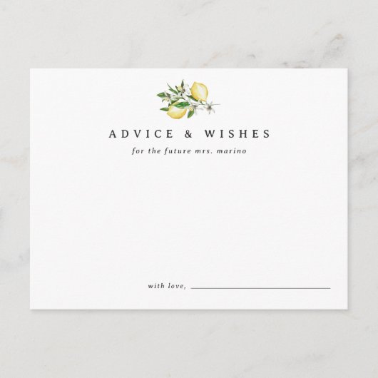 Elegant Minimal Lemon Vrijgezellenfeest Advies Kaa Briefkaart (Voorkant)