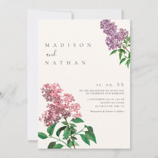 Elegant Minimal Lila Weddenschap Kaart (Voorkant)