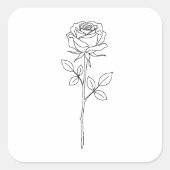 Elegant Minimal Line Art Rose Vierkante Sticker (Voorkant)