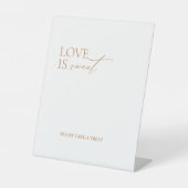 Elegant Minimal Love is Sweet Wedding Reclamebord Met Voetstuk (Voorkant)