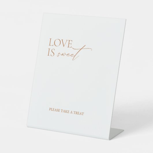 Elegant Minimal Love is Sweet Wedding Reclamebord Met Voetstuk (Voorkant)