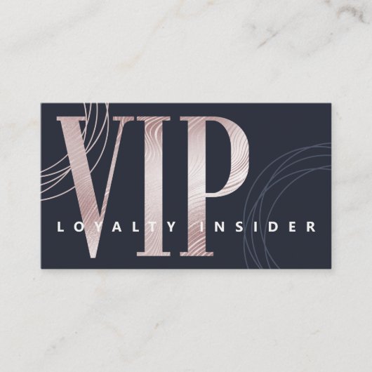 Elegant Minimal Luxury Navy Roos Gold Abstract VIP Klantenkaartje (Voorkant)