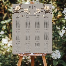 Elegant Minimal Magnolia Wedding Seding Chart Poster