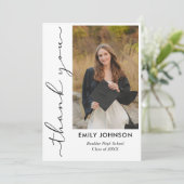 Elegant Minimal Minimalist Graduation Bedankkaart (Staand voorkant)