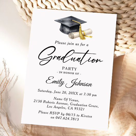 Elegant Minimal Minimalist Graduation Kaart