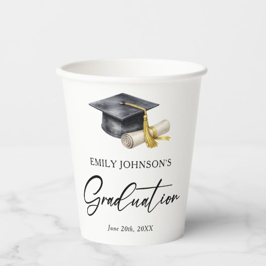 Elegant Minimal Minimalist Graduation Papieren Bekers (Voorkant)