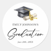 Elegant Minimal Minimalist Graduation Ronde Sticker (Voorkant)