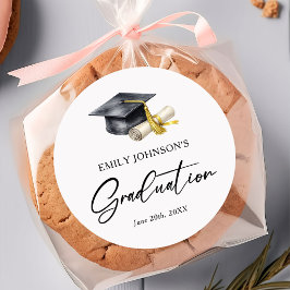 Elegant Minimal Minimalist Graduation Ronde Sticker