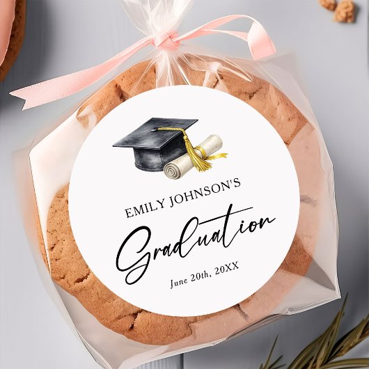 Elegant Minimal Minimalist Graduation Ronde Sticker