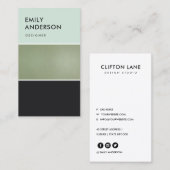 ELEGANT MINIMAL MINT GROEN METALLIC BLACK STRIPS VISITEKAARTJE (Voorkant / Achterkant)