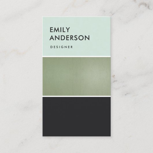 ELEGANT MINIMAL MINT GROEN METALLIC BLACK STRIPS VISITEKAARTJE (Voorkant)