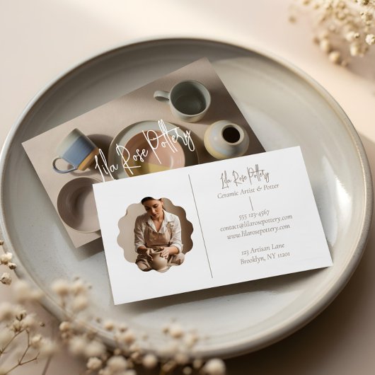 Elegant Minimal Modern hand Made Pottery Photo Visitekaartje
