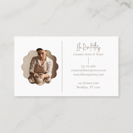 Elegant Minimal Modern hand Made Pottery Photo Visitekaartje (Achterkant)