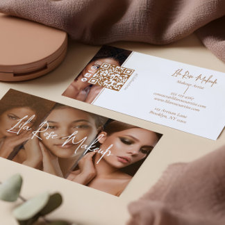 Elegant Minimal Modern Makeup Artist Photo Collage Visitekaartje
