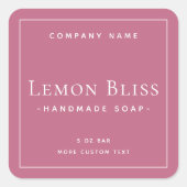 Elegant minimal modern roos mauve productetiket vierkante sticker (Voorkant)