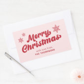 Elegant Minimal Modern Roze Boho Vrolijk Kerstfees Rechthoekige Sticker (Envelop)