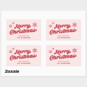 Elegant Minimal Modern Roze Boho Vrolijk Kerstfees Rechthoekige Sticker (Vel)
